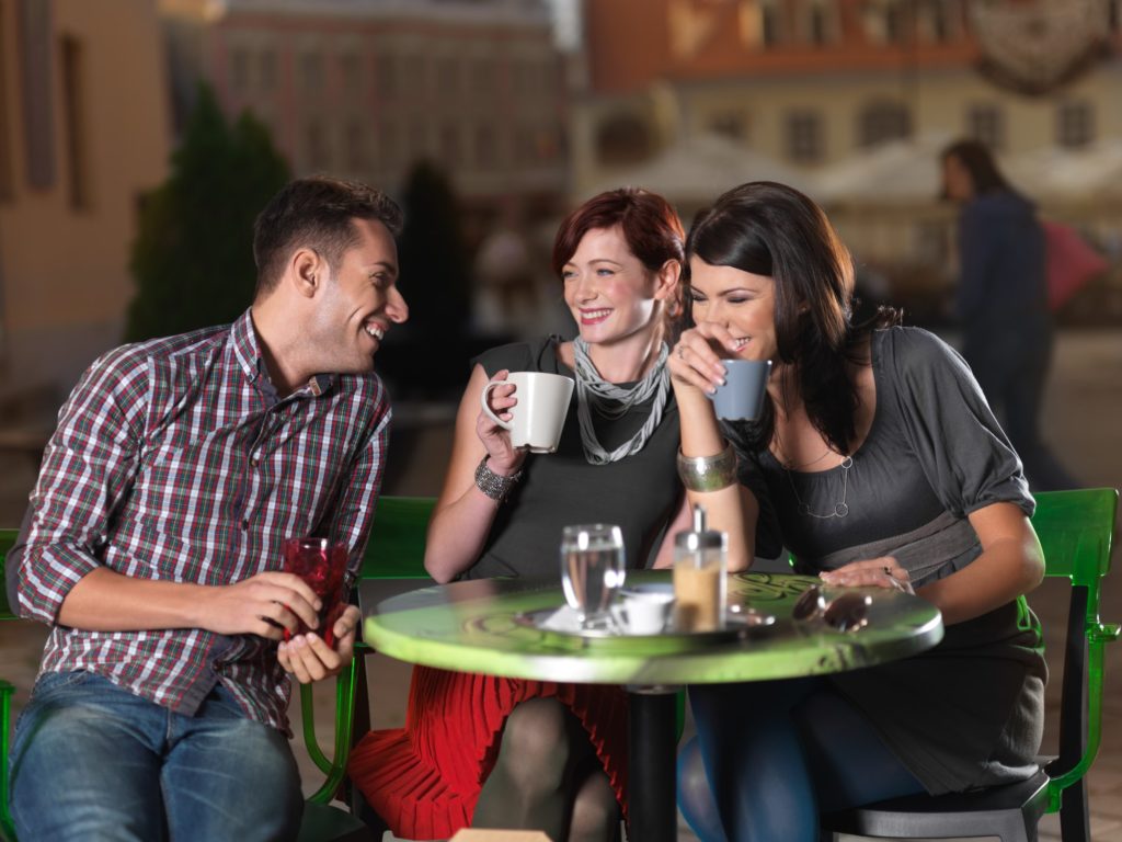 friends for tea on the terrace